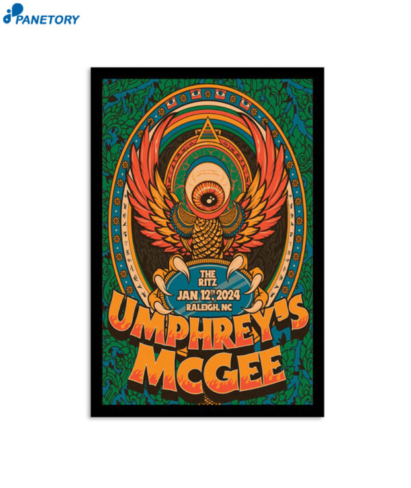 Umphrey'S Mcgee Tour Ritz In Raleigh Jan 2024 Poster