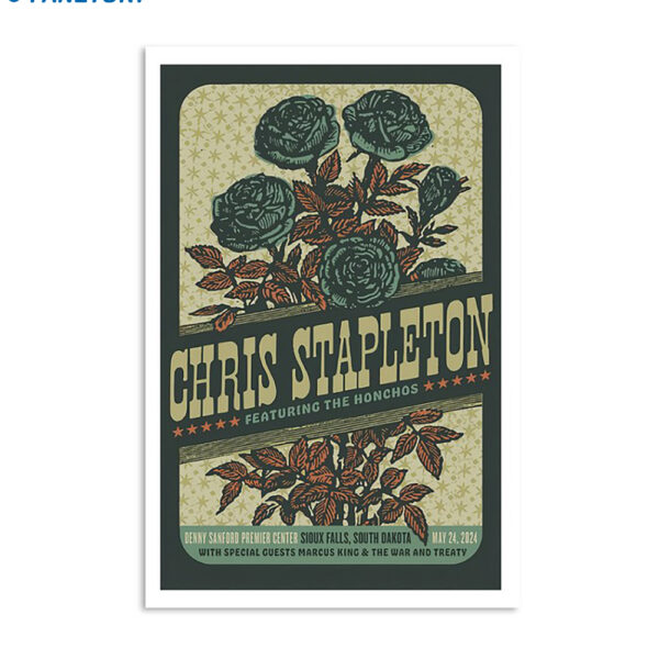 Chris Stapleton Tour 2024 Sioux Falls Sd Poster