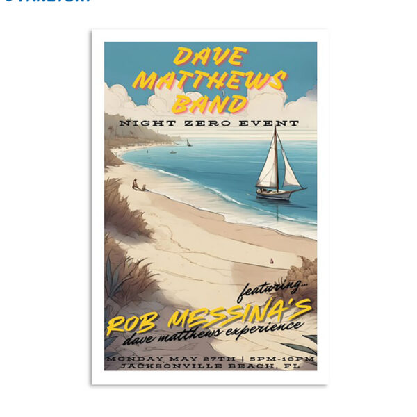 Dave Matthew Band Jacksonville Beach Fl May 27 2024 Poster