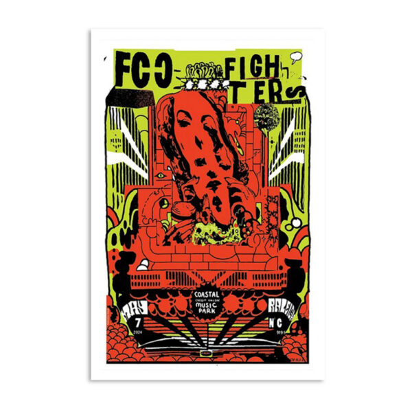Foo Fighters Coastal Credit Union Music Park Raleigh Nc May 7 2024 Poster