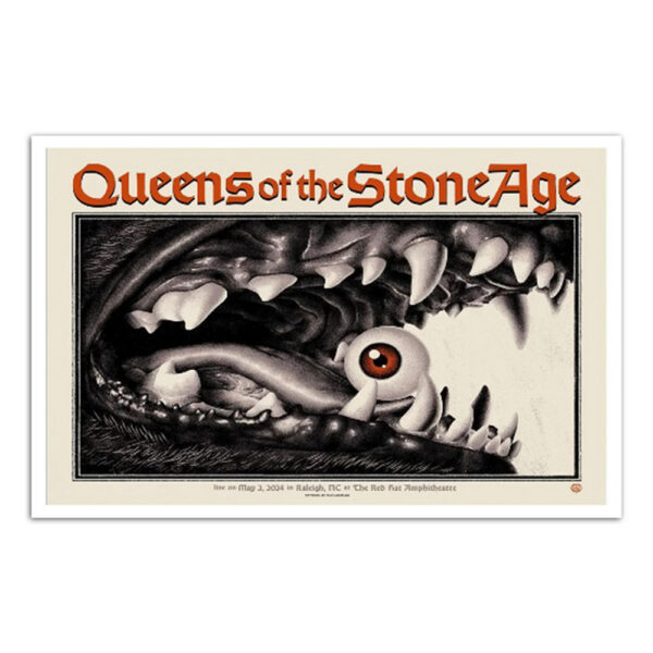 Queens Of The Stone Age Poster May 2 2024 Red HatzAmphitheater Raleigh NC Poster