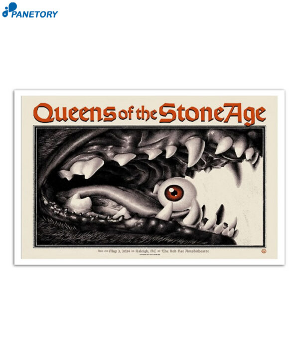 Queens Of The Stone Age Poster May 2 2024 Red Hatzamphitheater Raleigh Nc Poster