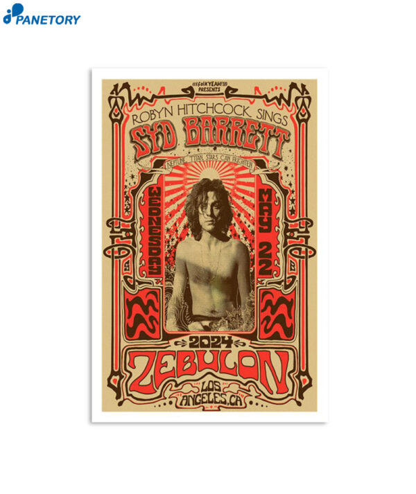 Robyn Hitchcock Zebulon Los Angeles Ca May 22 2024 Poster
