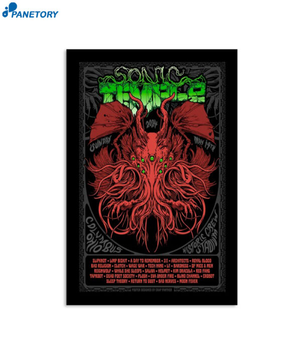 Sonic Temple Fest Historic Crew Stadium Columbus Oh 5-19-2024 Poster