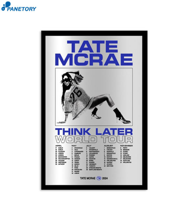 Tate Mcrae Think Later World Tour 2024 Poster