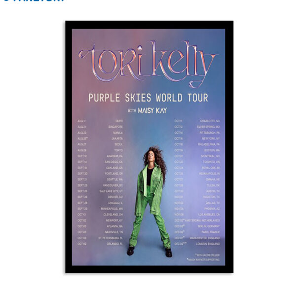 Tori Kelly Purple Skies World Tour 2024 Poster