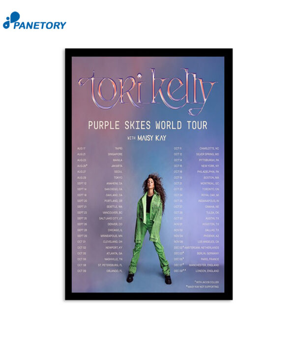 Tori Kelly Purple Skies World Tour 2024 Poster