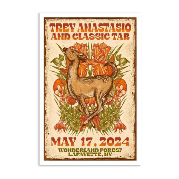 Trey Anastasio And Classic Tab Lafayette Poster Wonderland Forest May 17 2024 Poster