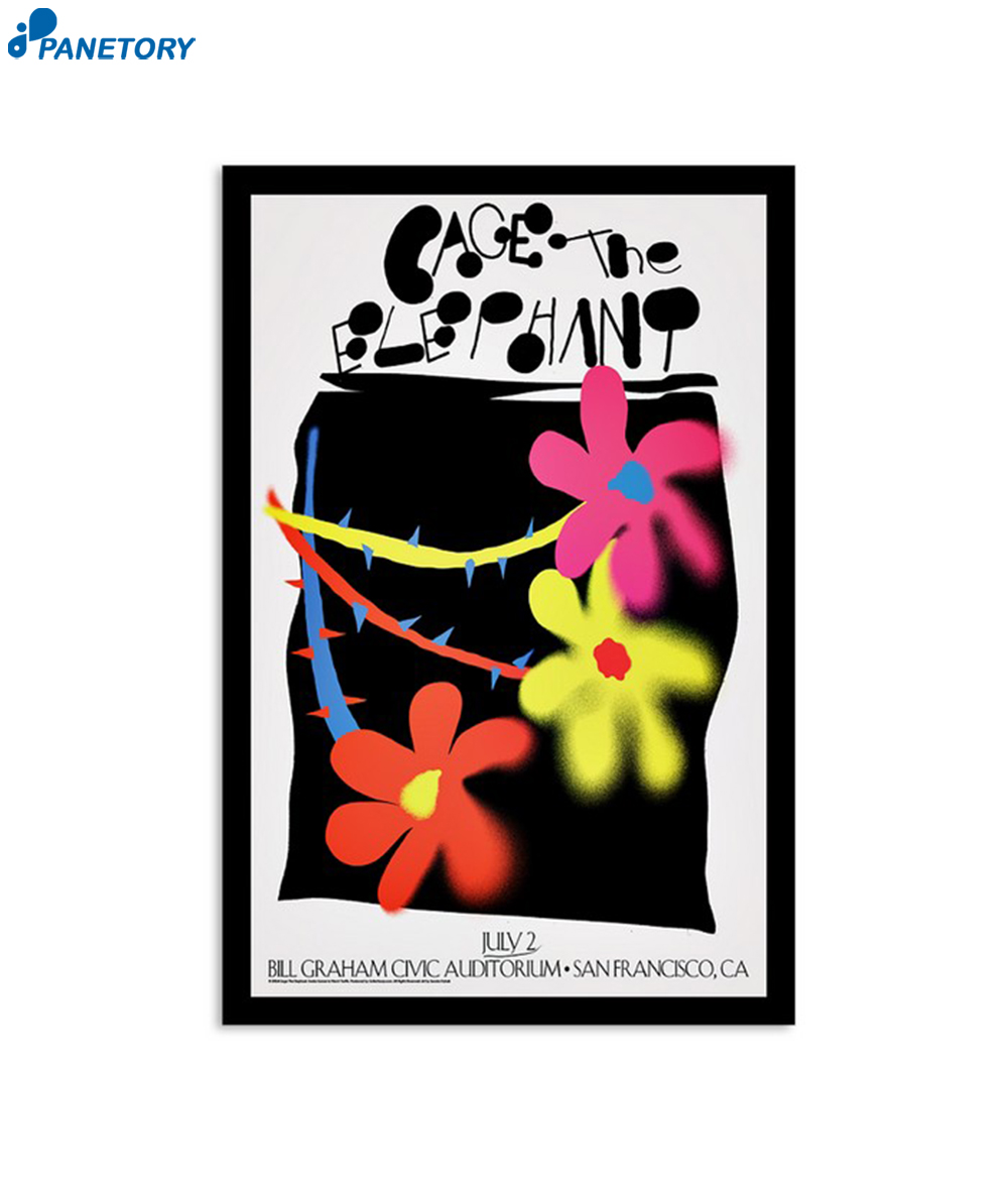 Cage The Elephant Bill Graham Civic Auditorium San Francisco CA July 2 2024 Poster 2 Cage The Elephant Bill Graham Civic Auditorium San Francisco Ca July 2 2024 Poster