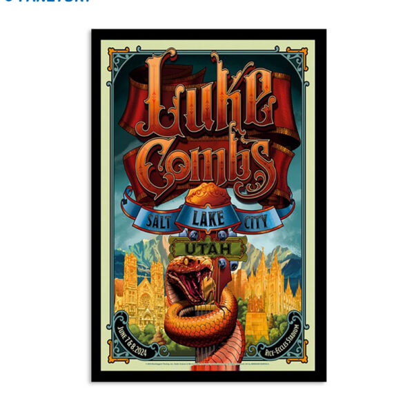 Luke Combs June 7-8 2024 Rice Eccles Stadium Salt Lake City UT Poster