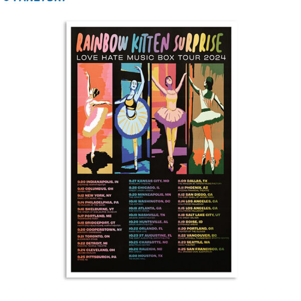 Rainbow Kitten Surprise Love Hate Music Box Tour 2024 Poster