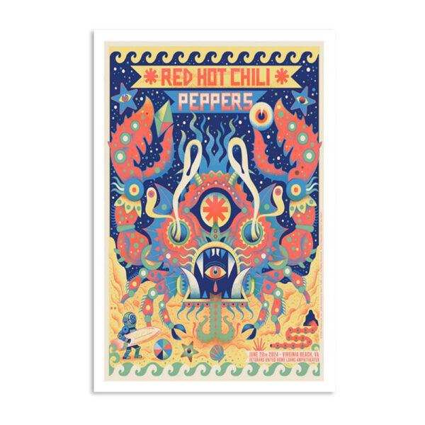 Red Hot Chili Peppers Virginia Beach Va June 28 2024 Poster
