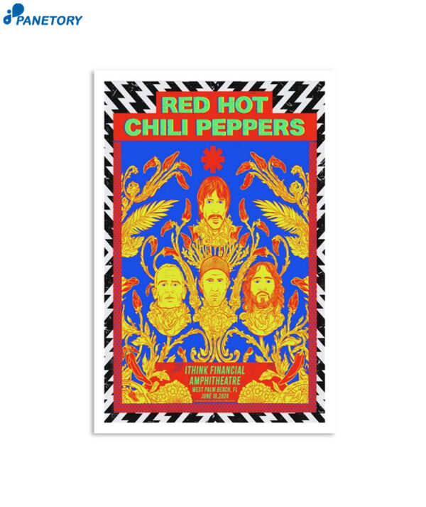 Red Hot Chili Peppers June 18 2024 West Palm Beach Fl Poster