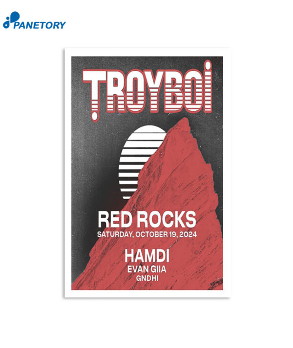 Troyboi October 19 2024 Red Rocks Amphitheatre Morrison Co Poster