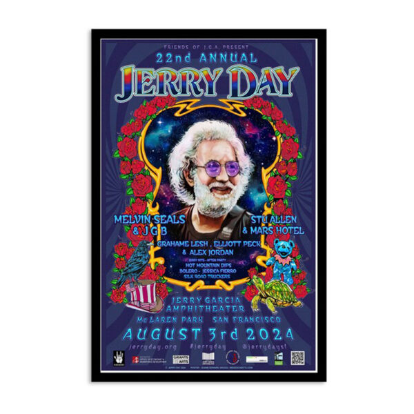 22nd Annual Jerry Day Jerry Garcia Amphitheater San Francisco CA Aug 3 2024 Poster