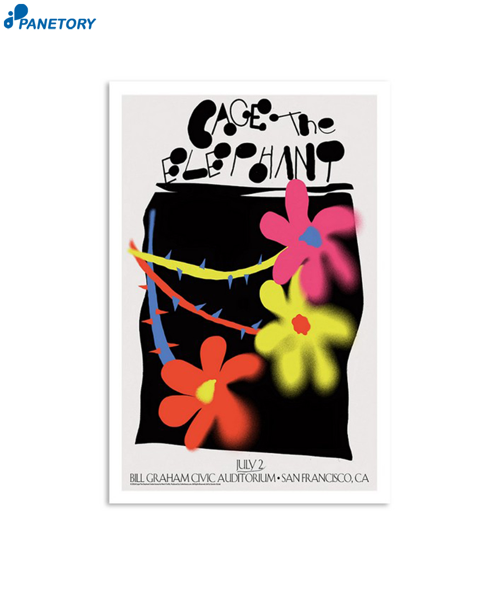 Cage The Elephant Bill Graham Civic Auditorium San Francisco CA July 2 2024 Poster 2 Cage The Elephant Bill Graham Civic Auditorium San Francisco Ca July 2 2024 Poster