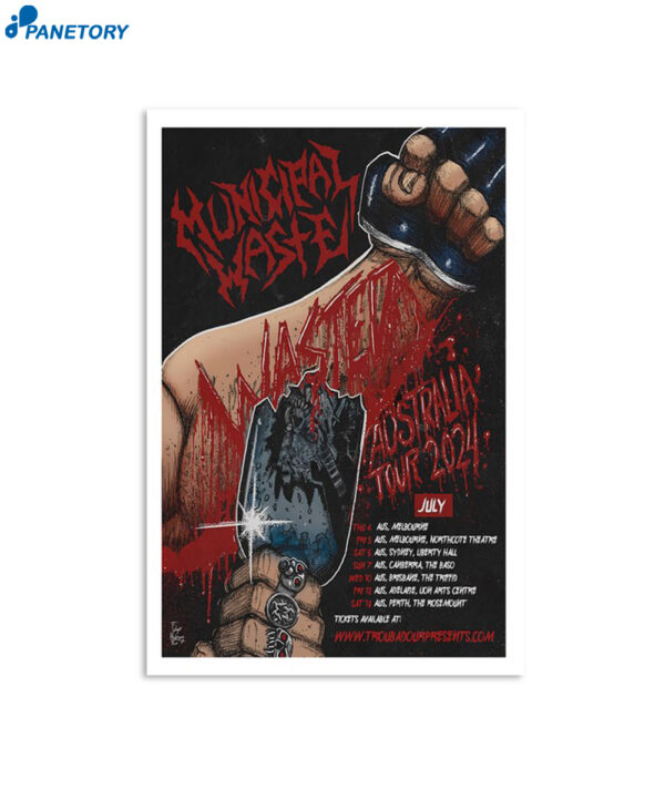 Municipal Waste Australia Tour July 2024 Poster