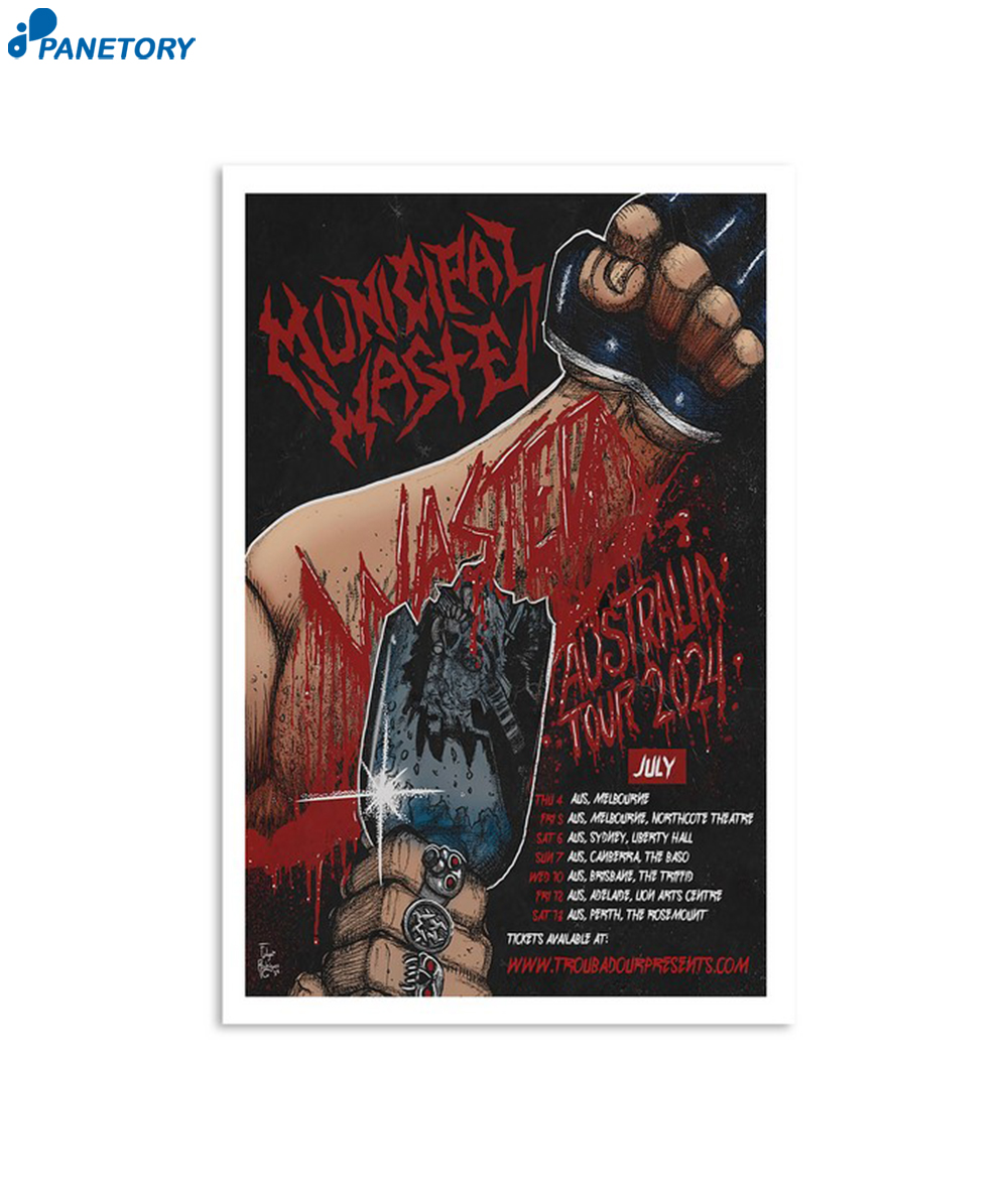 Municipal Waste Australia Tour July 2024 Poster 2 Municipal Waste Australia Tour July 2024 Poster