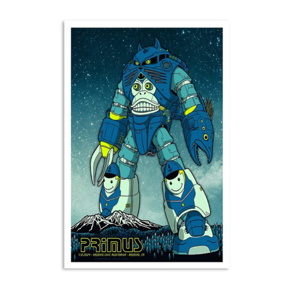 Primus July 12 2024 Redding Civic Auditorium Redding CA Poster