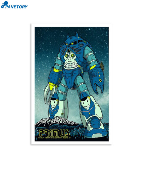 Primus July 12 2024 Redding Civic Auditorium Redding CA Poster