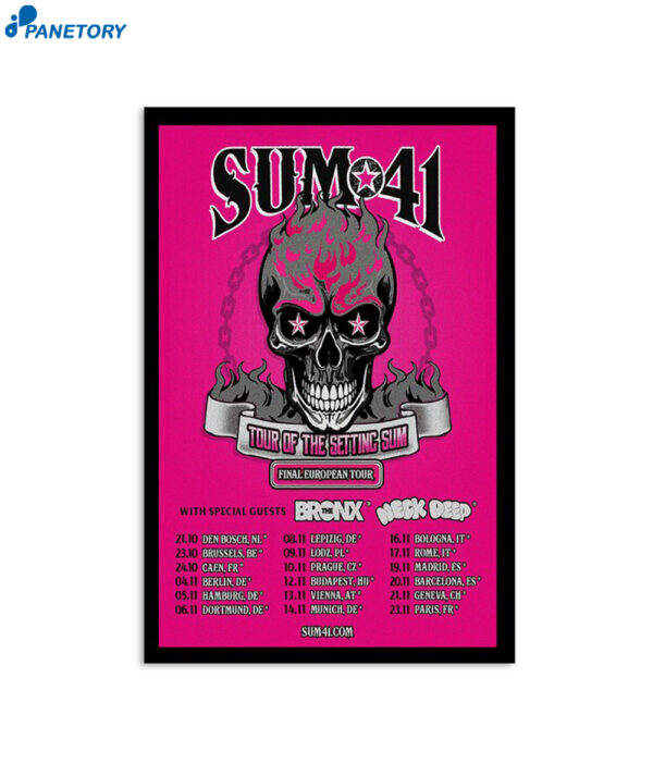 Sum 41 Final European Tour 2024 Poster
