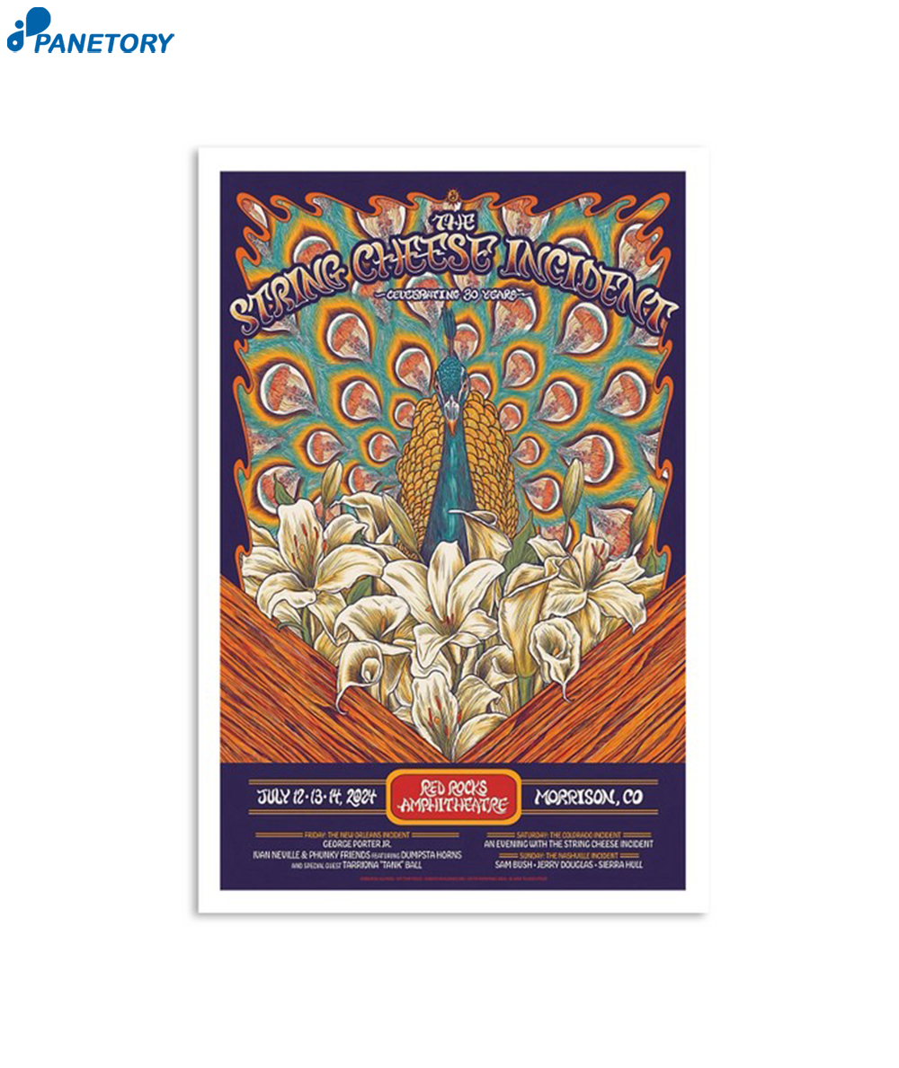The String Cheese Incident July 12-14 2024 Red Rocks Amphitheatre Morrison CO Poster 2 The String Cheese Incident July 12-14 2024 Red Rocks Amphitheatre Morrison Co Poster