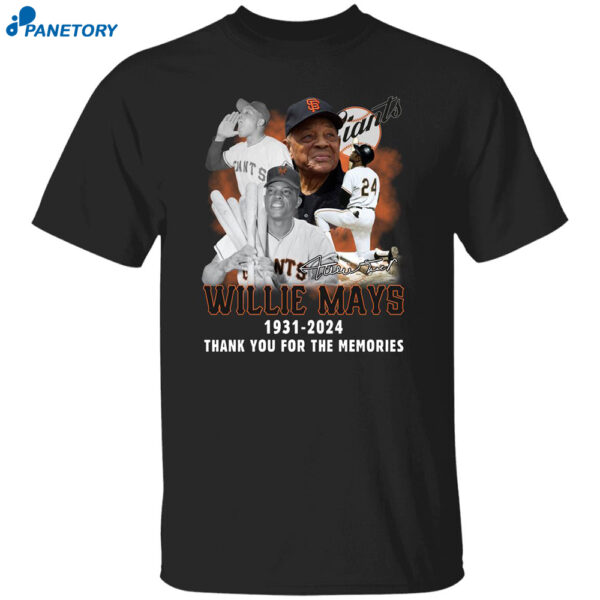 Willie Mays 1931-2024 Thank You For The Memories 2 Sided Shirt