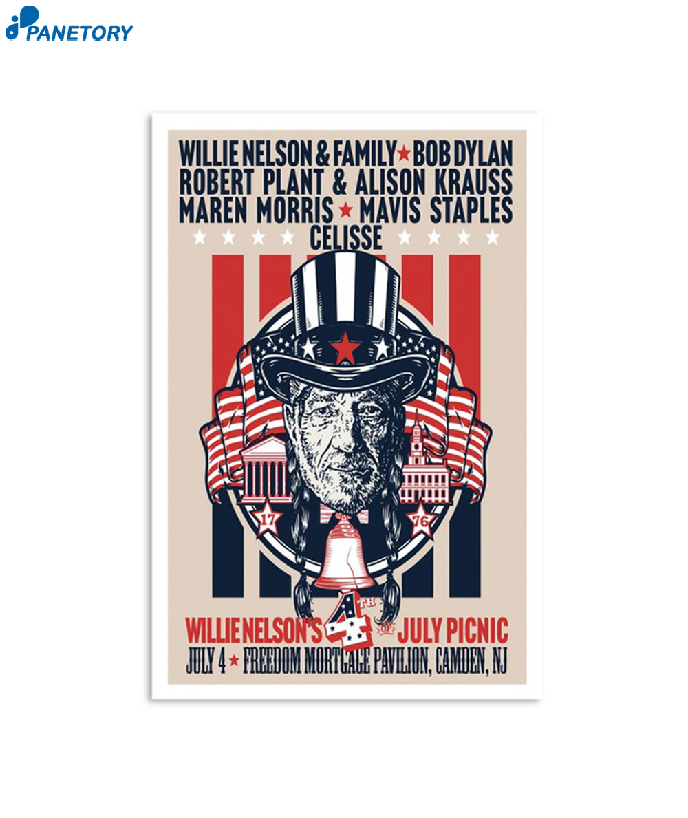 Willie Nelson Freedom Mortgage Pavilion Camden Nj July 4 2024 Poster 2 Willie Nelson Freedom Mortgage Pavilion Camden Nj July 4 2024 Poster