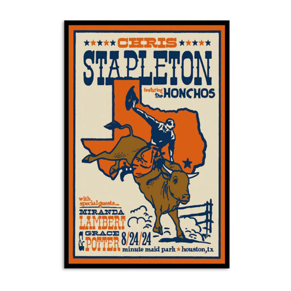 Chris Stapleton Minute Maid Park Houston Tx Aug 24 2024 Poster