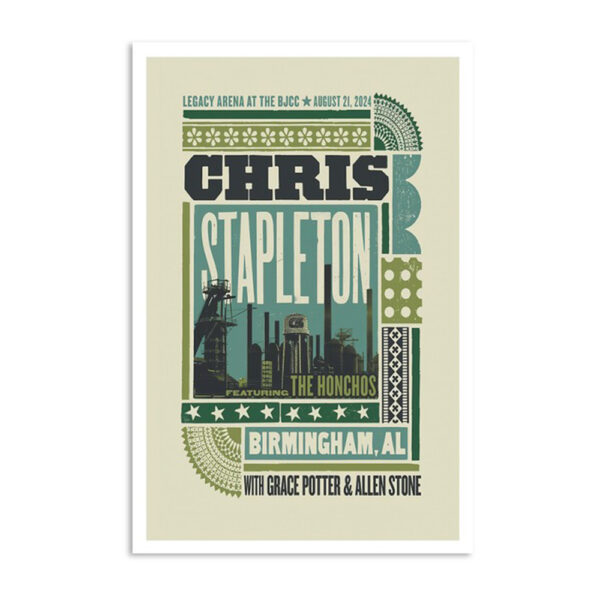 Chris Stapleton Tour In Birmingham Al On August 21 2024 Poster