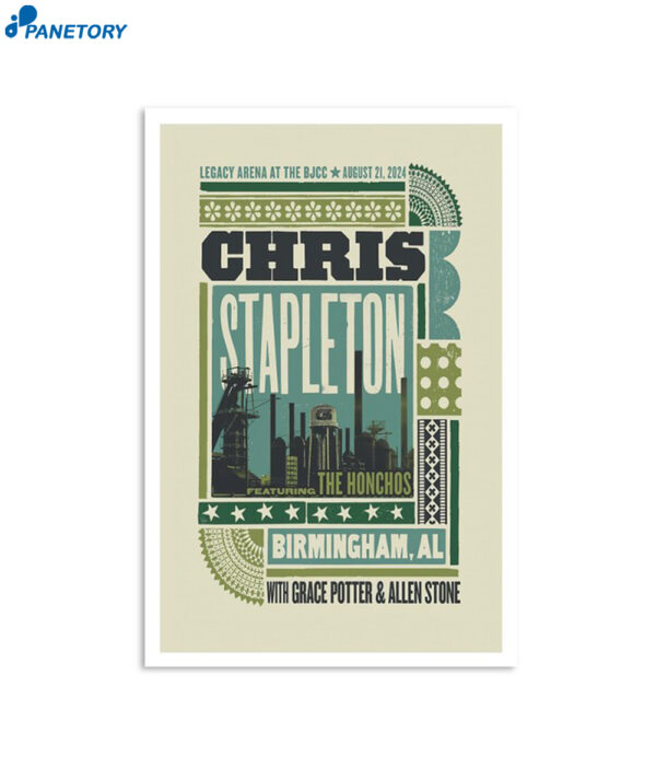Chris Stapleton Tour In Birmingham Al On August 21 2024 Poster