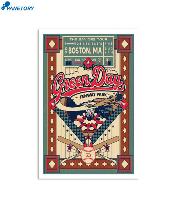 Green Day Fenway Park Show August 7 2024 Poster