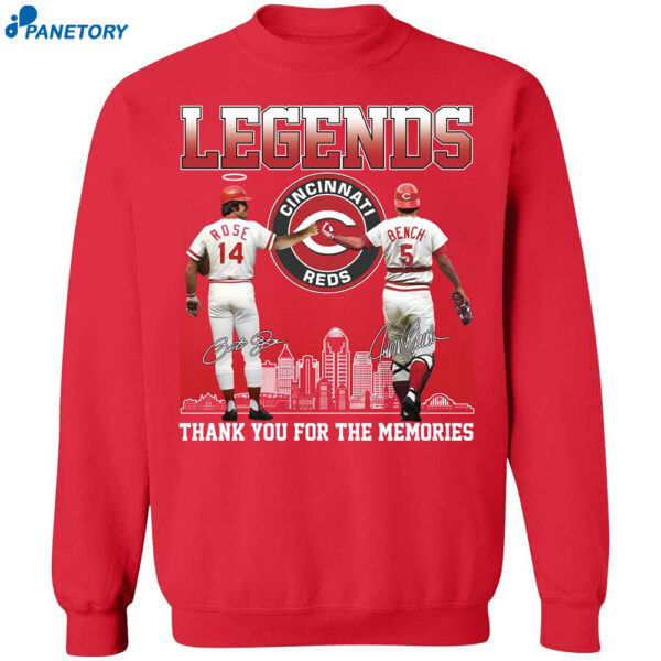 Cincinnati Pete Rose Johnny Bench Lengends Thank You For The Memories Shirt 1