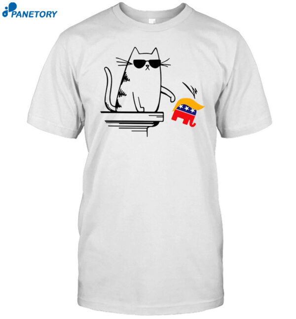 Cool Cat Knock Over Trump Elephant Hair 2024 Harris Walz Shirt