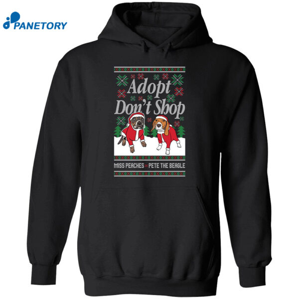 Miss Peaches And Pete The Beagle Adopt Don’t Shop Christmas Shirt 2