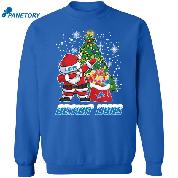 Santa Dabbing Detroit Lions Christmas Sweater 2