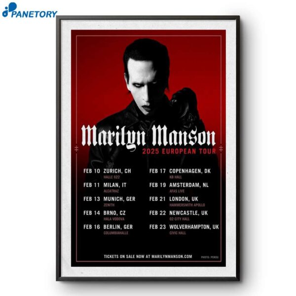 Marilyn Manson European February 2025 Poster