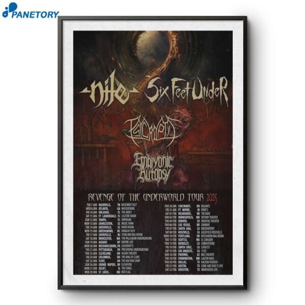 Nile And Six Feet Under Revenge Of The Underworld Tour 2025 Poster