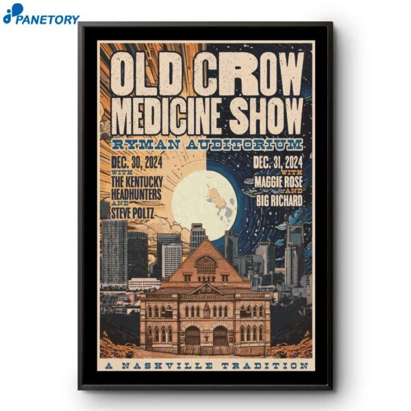 Old Crow Medicine Show Nye Shows Nashville Tn December 30-31 2024 Poster