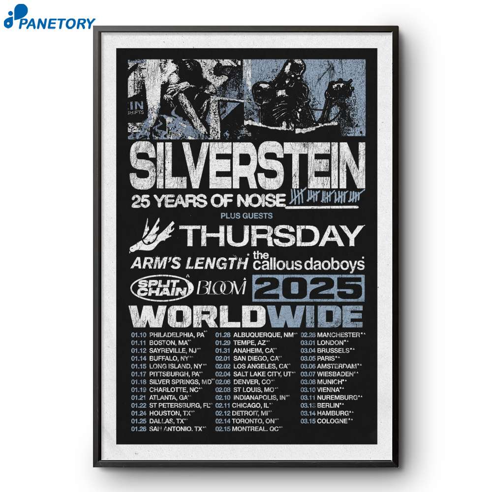 Silverstein 25 Years Of Noise Worldwide 2025 Tour Poster 2 Silverstein 25 Years Of Noise Worldwide 2025 Tour Poster