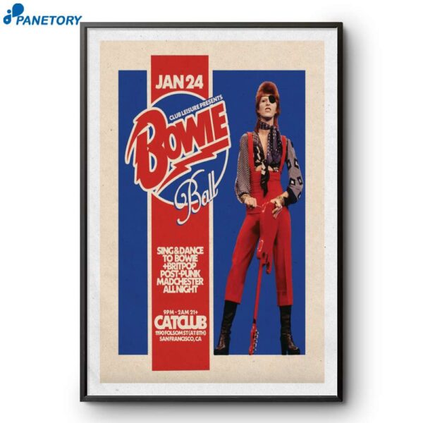 Bowie Ball Cat Club San Francisco Ca January 24 2025 Poster