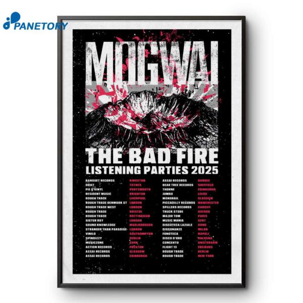 Mogwai The Bad Fire Listening Parties 2025 Tour Poster