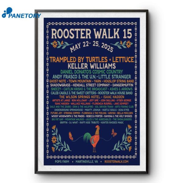 Rooster Walk 15 Pops Farm In Martinsville Va May 22-25 2025 Poster