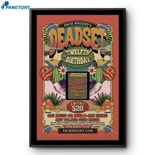 Zach Nugent's Dead Set Artsriot Venue Burlington VT February 7 2025 Poster