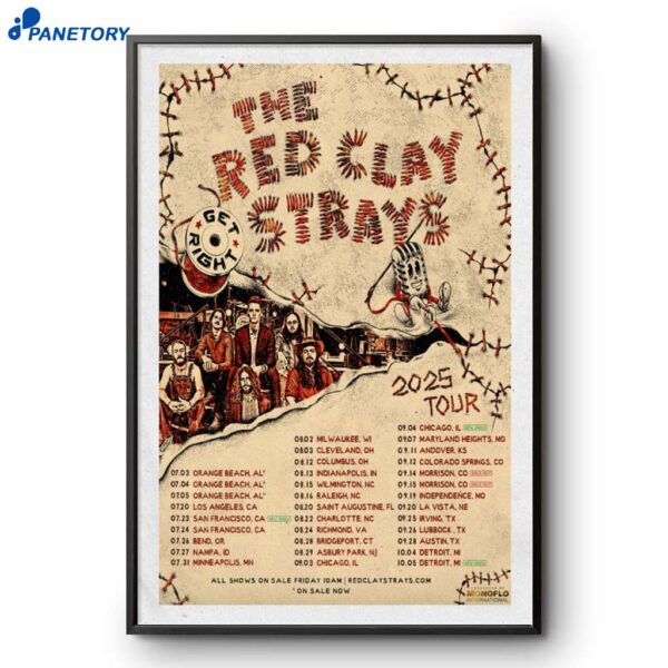 The Red Clay Strays Get Right 2025 Tour Poster