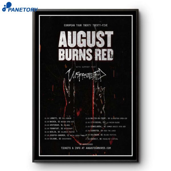 August Burns Red European Tour Summer 2025 Poster