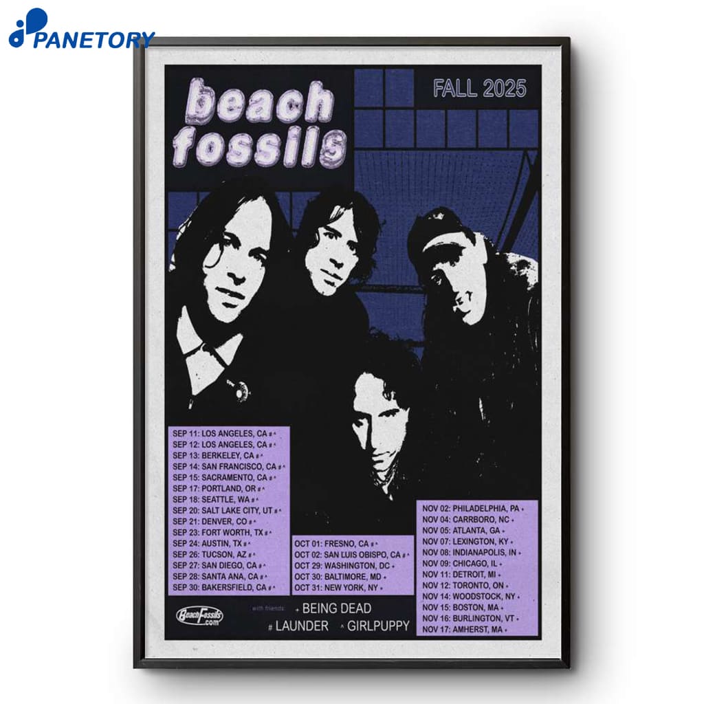 Beach Fossils North America Fall Tour 2025 Poster 2 Beach Fossils North America Fall Tour 2025 Poster