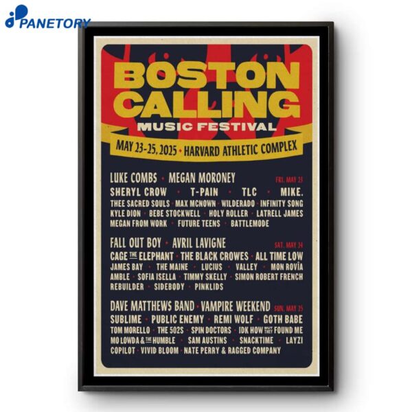 Boston Calling Harvard Athletic Complex May 23-25 2025 Poster
