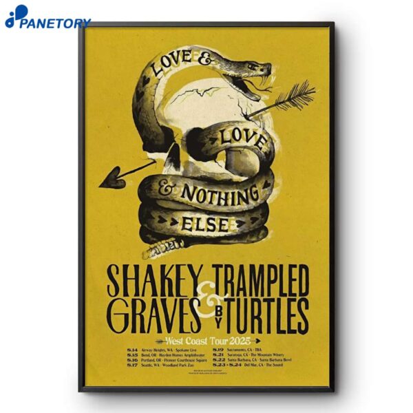 Shakey Graves And Trampled By Turtles West Coast Tour 2025 Poster