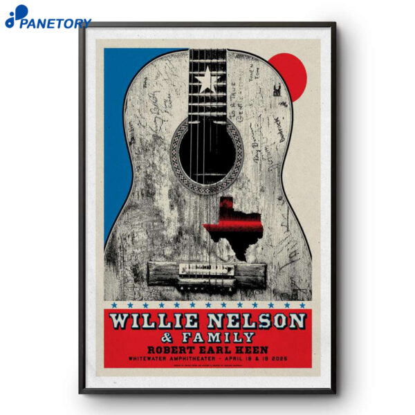 Willie Nelson & Family Whitewater Amphitheater April 2025 Poster